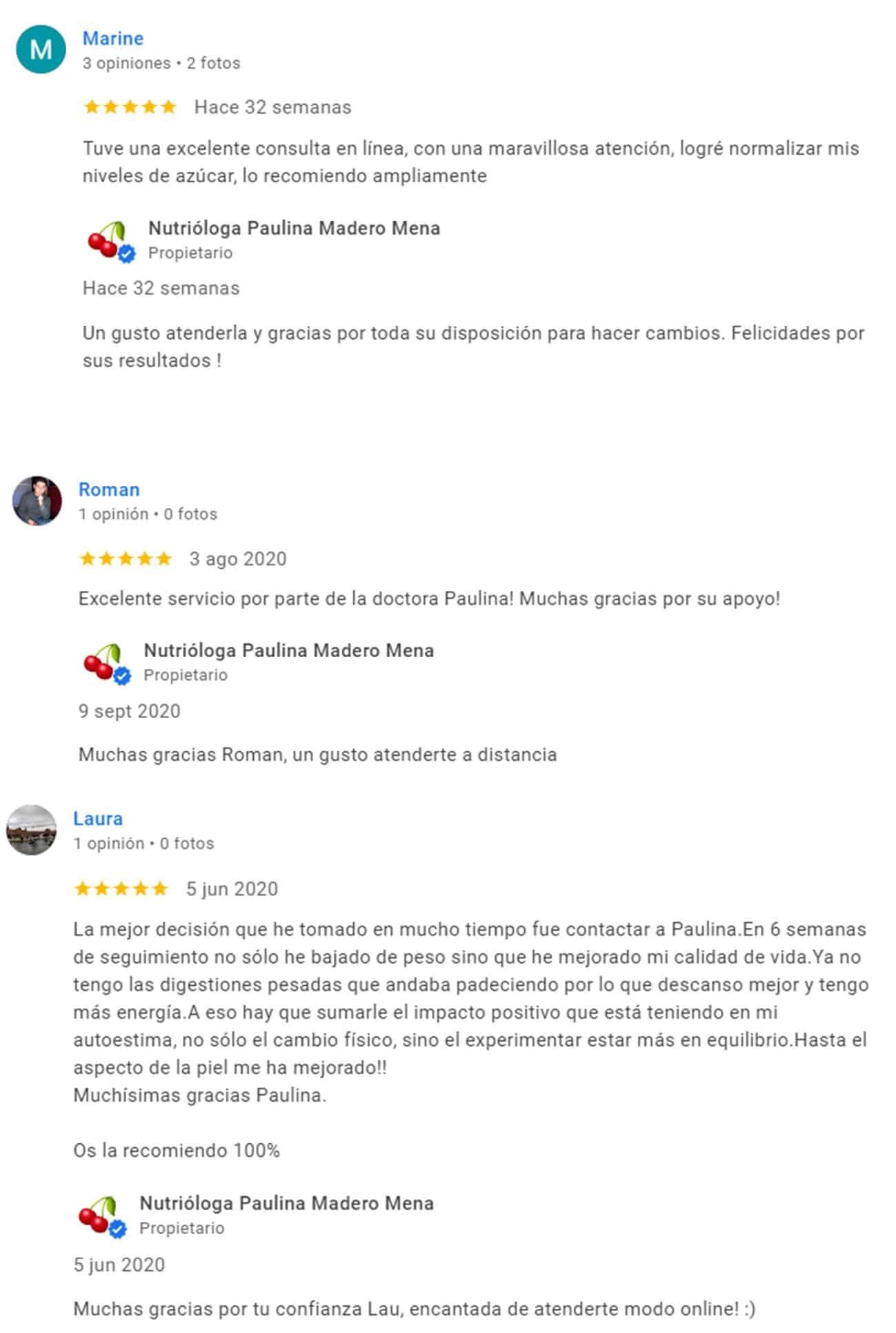 Opiniones nutriólogo online